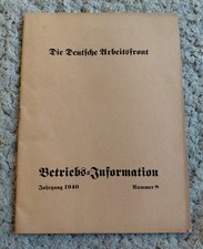 Original Ww2 German DAF Company Information Book 1940 No.8