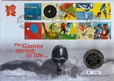 2010 &pound;5 Countdown To London 2012 Olympics Five Pound Coin Cover Royal Mint FDC