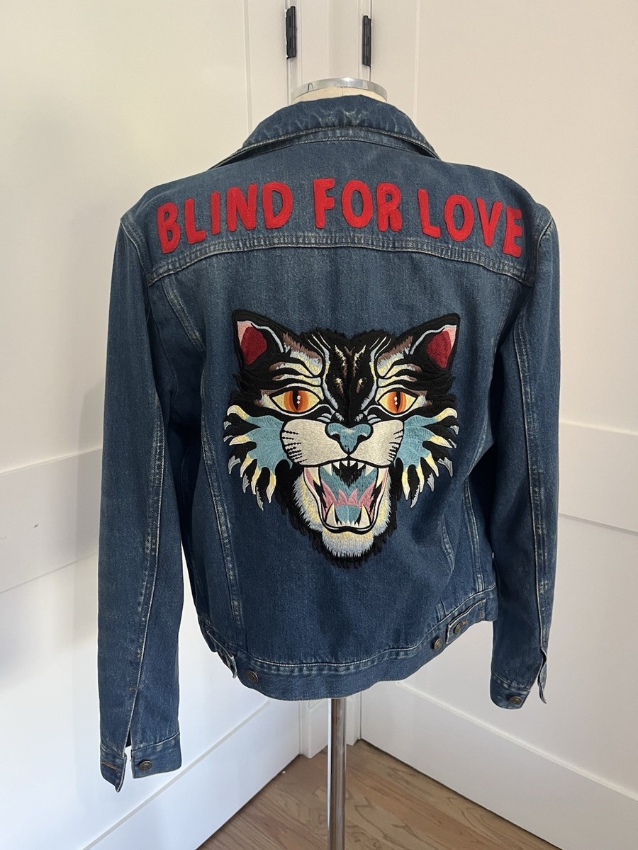 MENS GUCCI DENIM JACKET SIZE 42 - LOVE IS BLIND EMBROIDERY | eBay