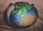 ROSEVILLE ART POTTERY BLUE WISTERIA 637 BALL VASE 7" GOURD FORM MINT