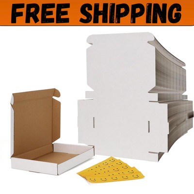 100 Pack 7X5X1 Small Shipping Boxes White Corrugated Cardboard Mailer Box