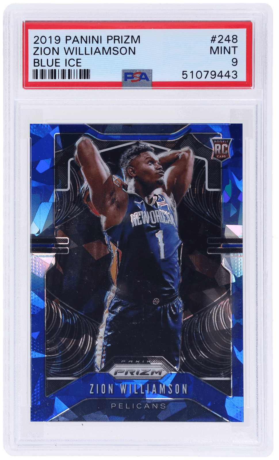 2019 Panini Prizm Zion Williamson Blue Ice Prizm #248 /99 PSA 9 Rookie RC