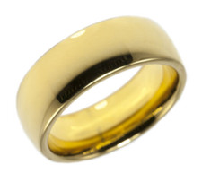 8mm Gold IP Ring Dome Tungsten Comfort Fit Wedding Band Sizes 9 10 11 12 13 +1/2