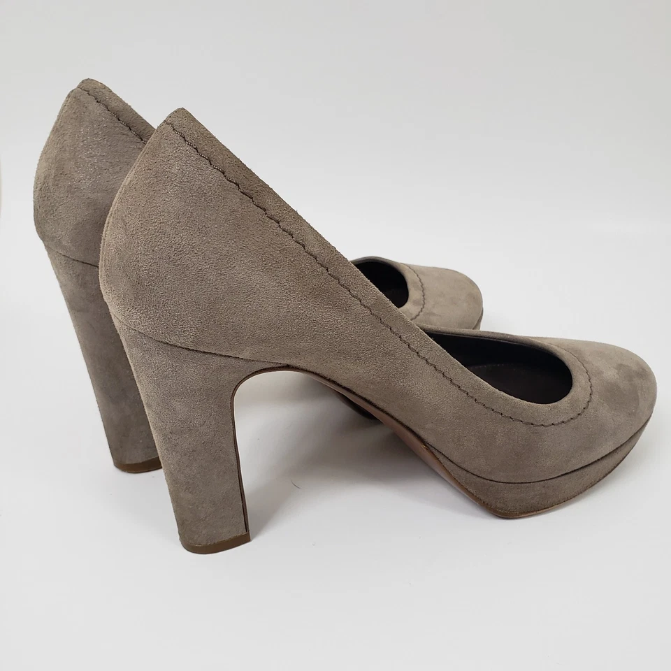 Salto J Crew plataforma bege camurça 6.5 feminino formal festa sapatos slip on - Imagem 3 de 4