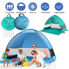 Pop Up Beach Tent Automatic WaterProof UV Protection Sun Shelter 2-3 Man/Women