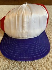 Vintage Satin Snapback Trucker Hat Made In The USA Patriotic
