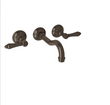 Rohl A1477LMTCB-2- Acquit Widespread Wall Mounted Bathroom Faucet - Tuscan Brass