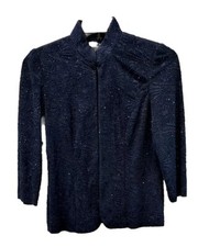 ALEX EVENINGS Jacket Evening Cocktail Holiday Party Black Sparkle Sz 8 No Cami 