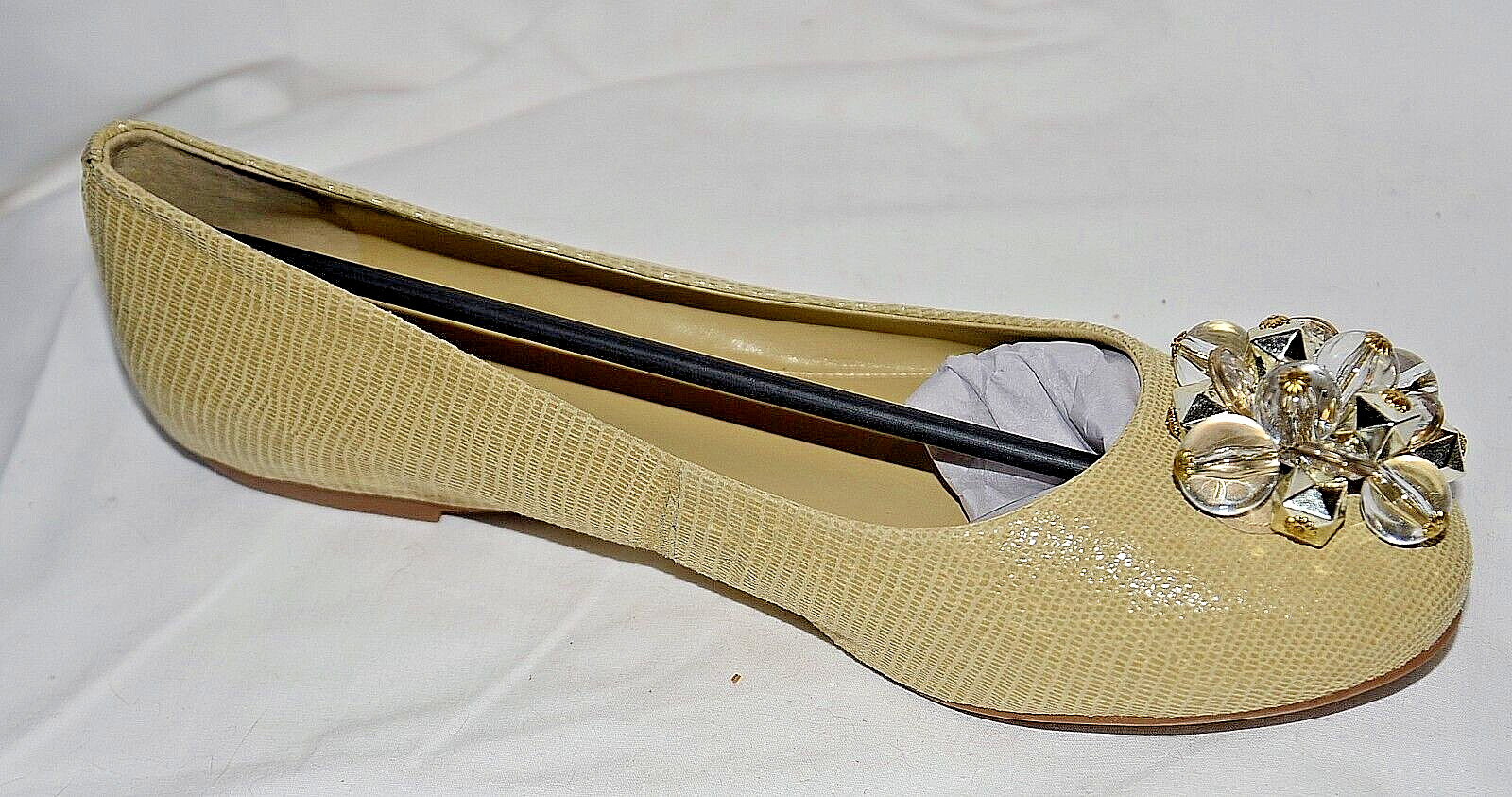 New $139 INC International Concepts Beige natural Beaded flats 10 shoes