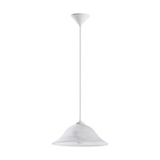 Image of Pendant Ceiling Light Colour White Shade White Glass Alabaster Bulb E27 1x60W
