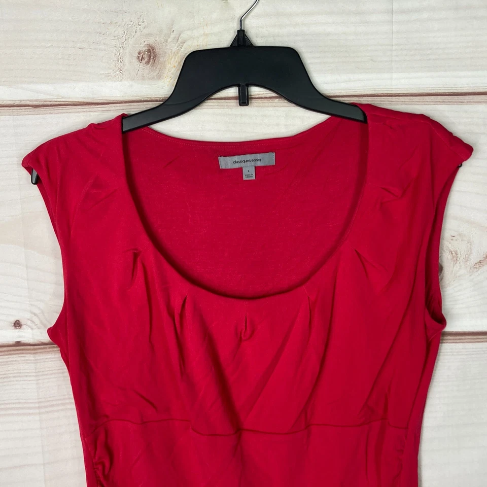 Classiques Entier Top Womens L Pink Silk Blend Tank Scoop Neck Cap Sleeve Solid - Image 2 of 4