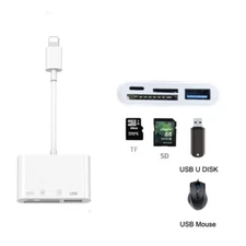 IOS15 SD TF Card Reader USB Mouse U Flash Disk OTG Adapter for IPhone iPad