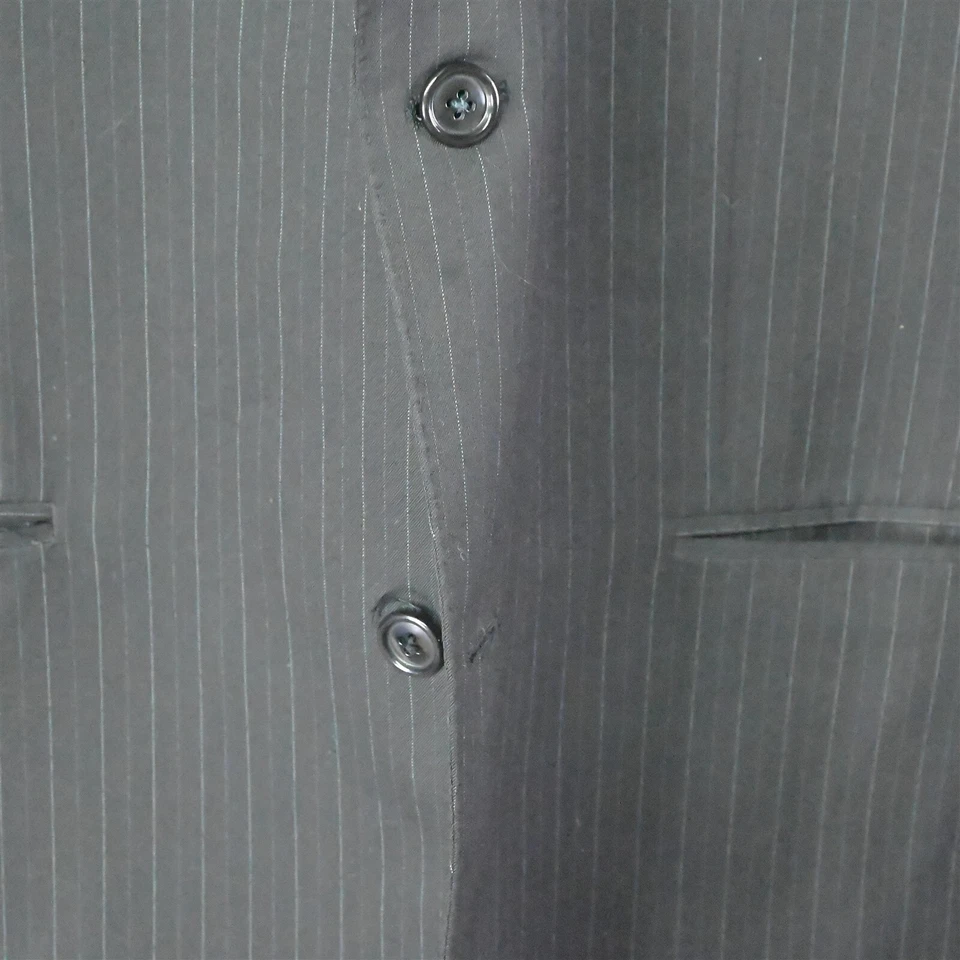 Blazer Traje Abrigo Deportivo Chaqueta Sean John 44L Negro Rayas Pico Solapa 2Btn Foto 3 de 4