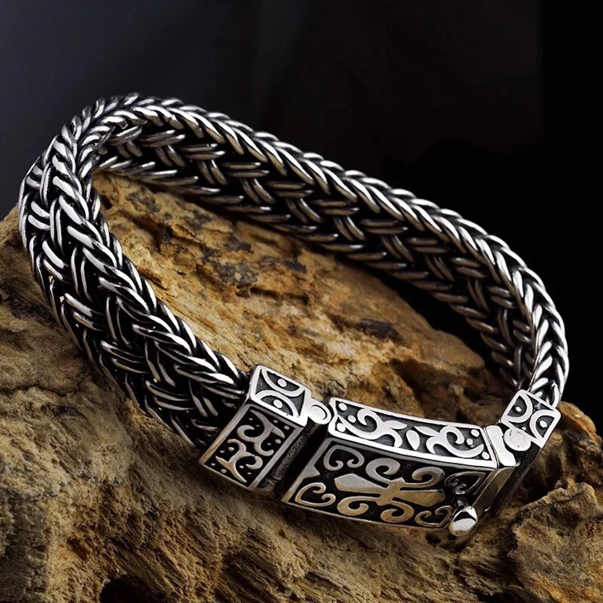 Mens sterling hotsell silver bracelets ebay