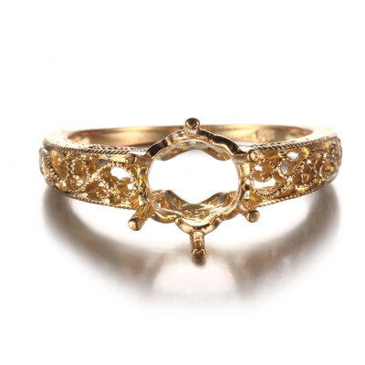 Yellow Gold Antique Ring Settings 18K Yellow Gold Ring Setting