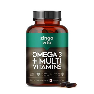 Zingavita Omega 3 Fish Oil 1000mg Capsules with Multivitamin (120 Capsules)