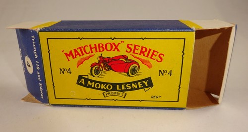 Matchbox No. 4C Triumph Motorcycle met. blue early issue in htf "B5 Moko" box - Picture 9 of 10