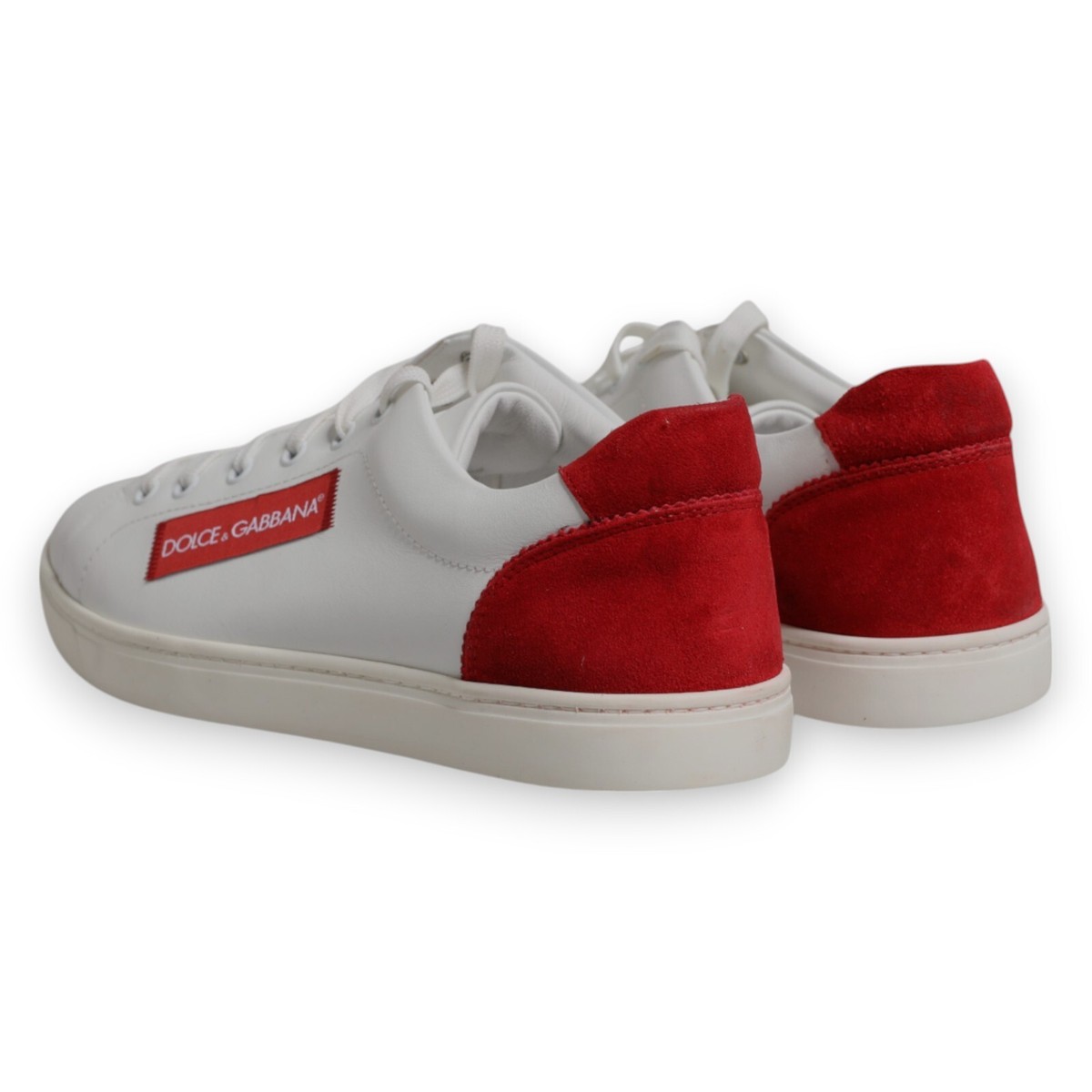 DOLCE & GABBANA Shoes White Suede Leather Low Top Sneakers