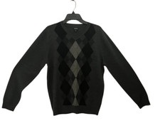 APT.9 Men  s Argyle V-Neck Sweater Gray Black Diamond Pattern Size L