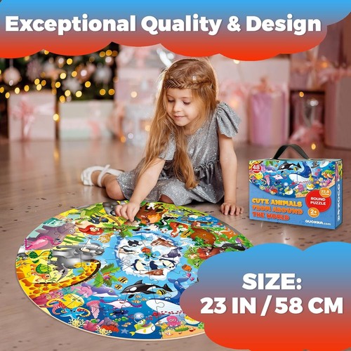 QUOKKA Giant Puzzles For Kids 48 Piece Round Puzzle Large Floor Educational - Picture 5 of 6