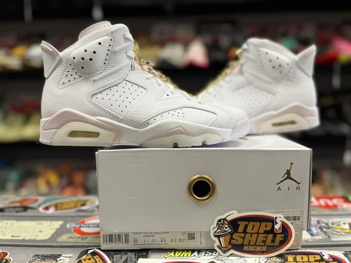 New Air Jordan 6 Gold Hoops 2021 Size 10/8.5 Rare Retro Authentic White High MJ 