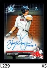1-2017 BOWMAN CHROME DRAFT AUTO BRETT NETZER RED SOX QTY