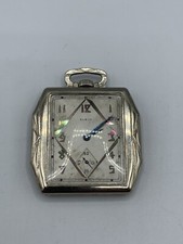 RARE Antique Art Deco 1927 Elgin 14K White Gold Filled 17 Jewels Pocket Watch