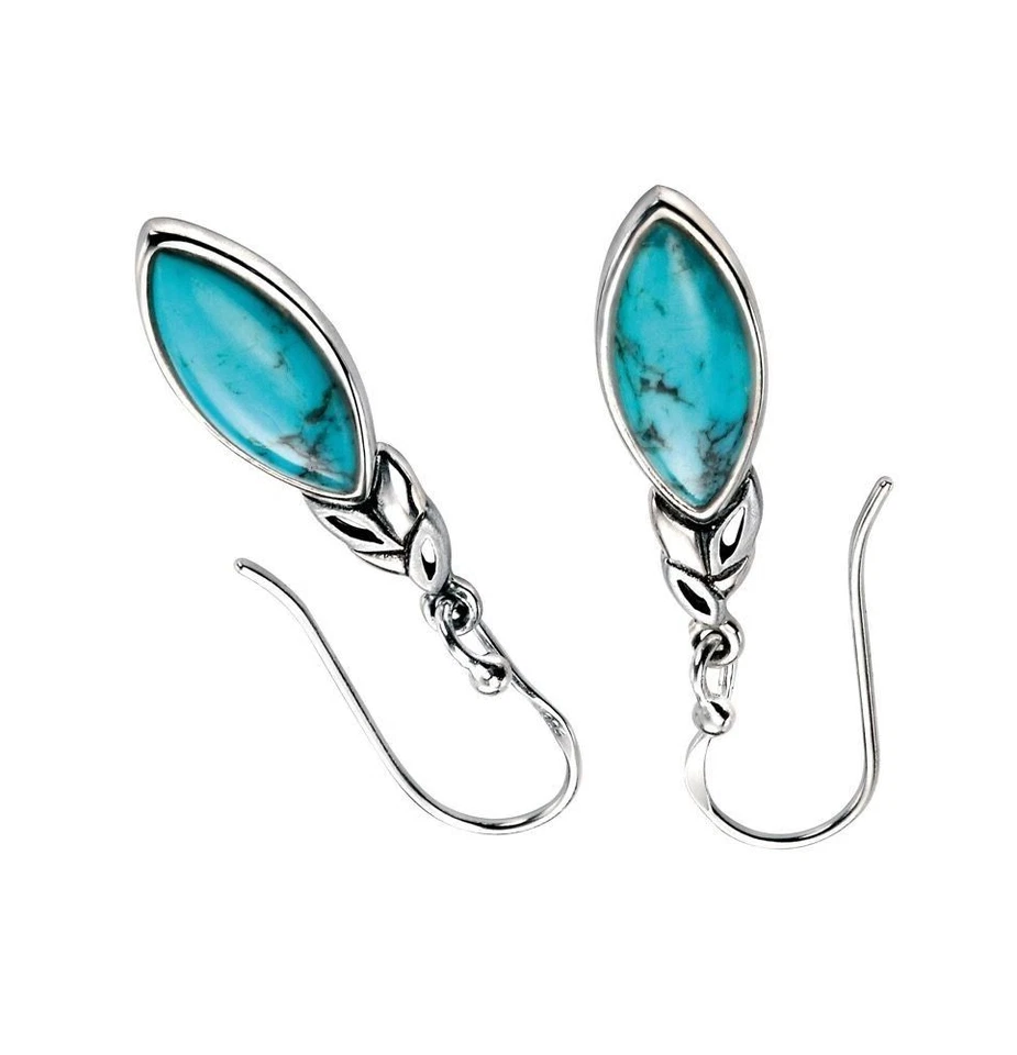 Echter Türkis Blatt Ohrhänger Massives Sterlingsilber 925 Gekennzeichnet - Bild 3 von 3