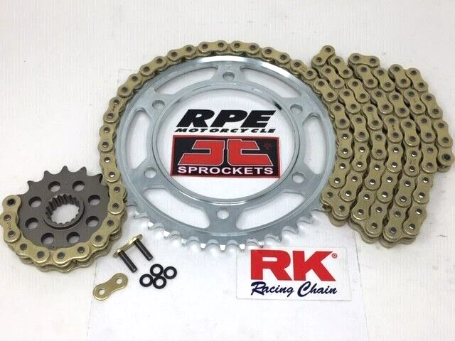 Kit de cadena y piñones de carreras Yamaha FZ6R RK XRE 520 X-Ring 2009-17 dorado - plateado Foto 4 de 4