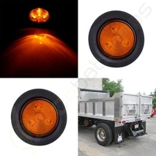 2x Amber 4 LED Round 2.5" Clearance Side Marker Light  Truck Trailer Lamp 12V