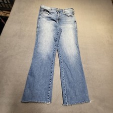 Old Navy Jeans Womens 8 Blue Flare Leg Ankle Distressed Denim Stretch