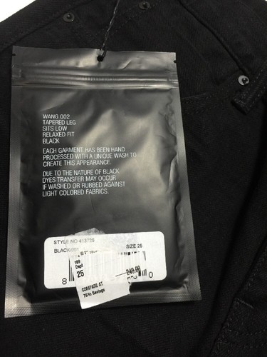 Wang 002 Denim X Alexander Black Tapered Leg Sit Low Relaxed Fit Women 25 $240 - Picture 4 of 12