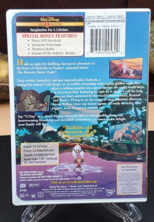 THE RESCUERS DOWN UNDER Walt Disney Gold Collection DVD 717951005809| eBay