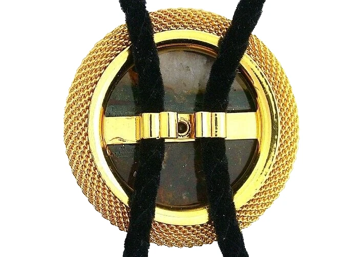 Bloodstone Ágata 34 mm Cabujón Redondo Malla Dorada Bolo Cordón Puntas EBS8330/11824 Foto 2 de 2