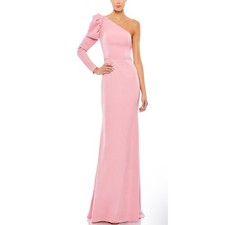 Mac Duggal 70149 Pink Evening Gown One Shoulder Long Sleeve Column Dress Size 10