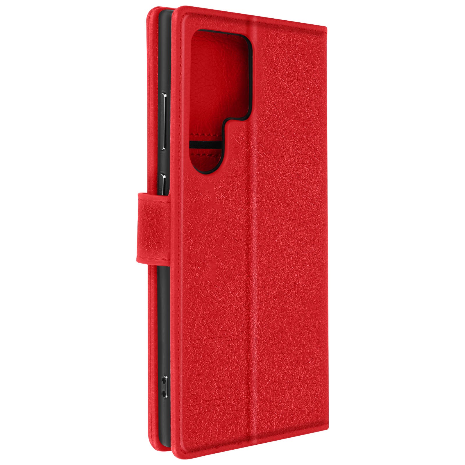 Étui en similicuir rouge pour S24 Ultra avec support Avizar protecteur