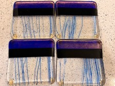 Set Of 4 BluePurple & Black Fused Dichoric Ar...