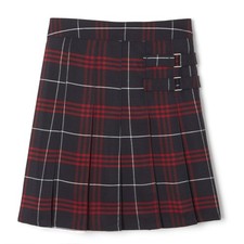 French Toast Girls' Adjustable Waist Plaid 2 Tab Scooter Navy Red Plaid 6