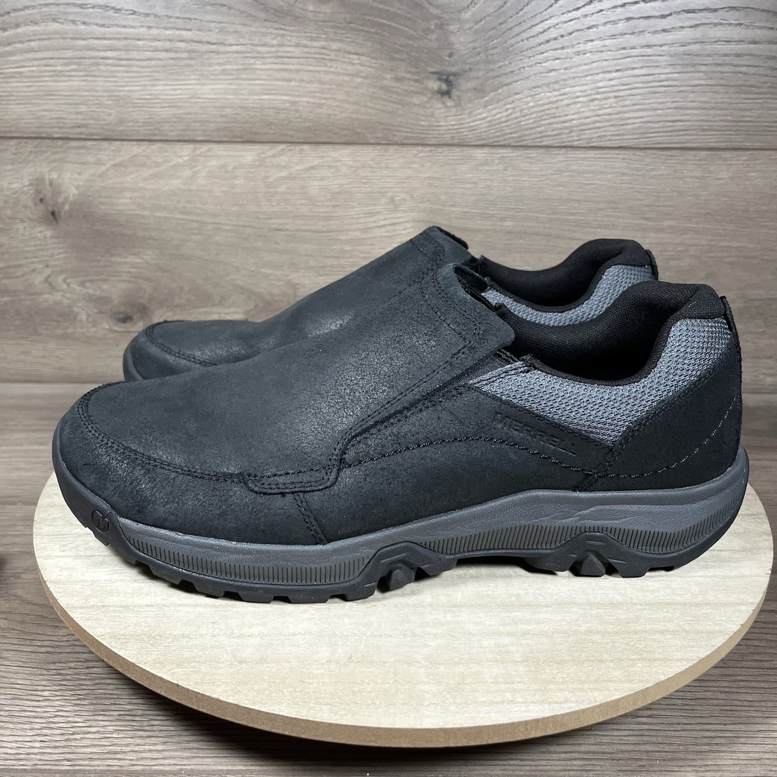 Scarpe Merrell Anvik Pace Mocs nere in pelle escursionismo da uomo misura 12 larghe