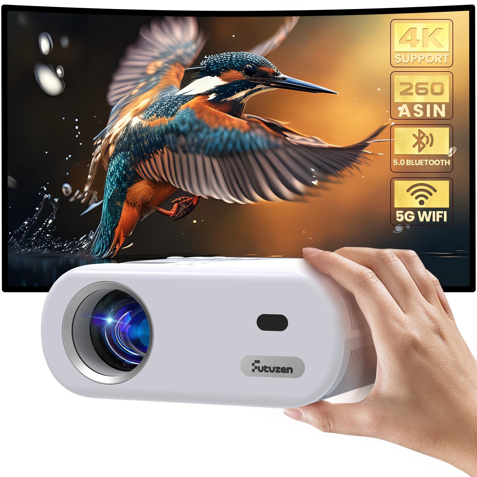 Mini Projector, Projector with WiFi and Bluetooth, 1080P Support Portable Pro...-image
