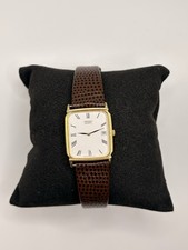 Vintage Seiko Quartz 5Y39-5A10 Tank Watch Roman Dial Gold Tone Date Mens