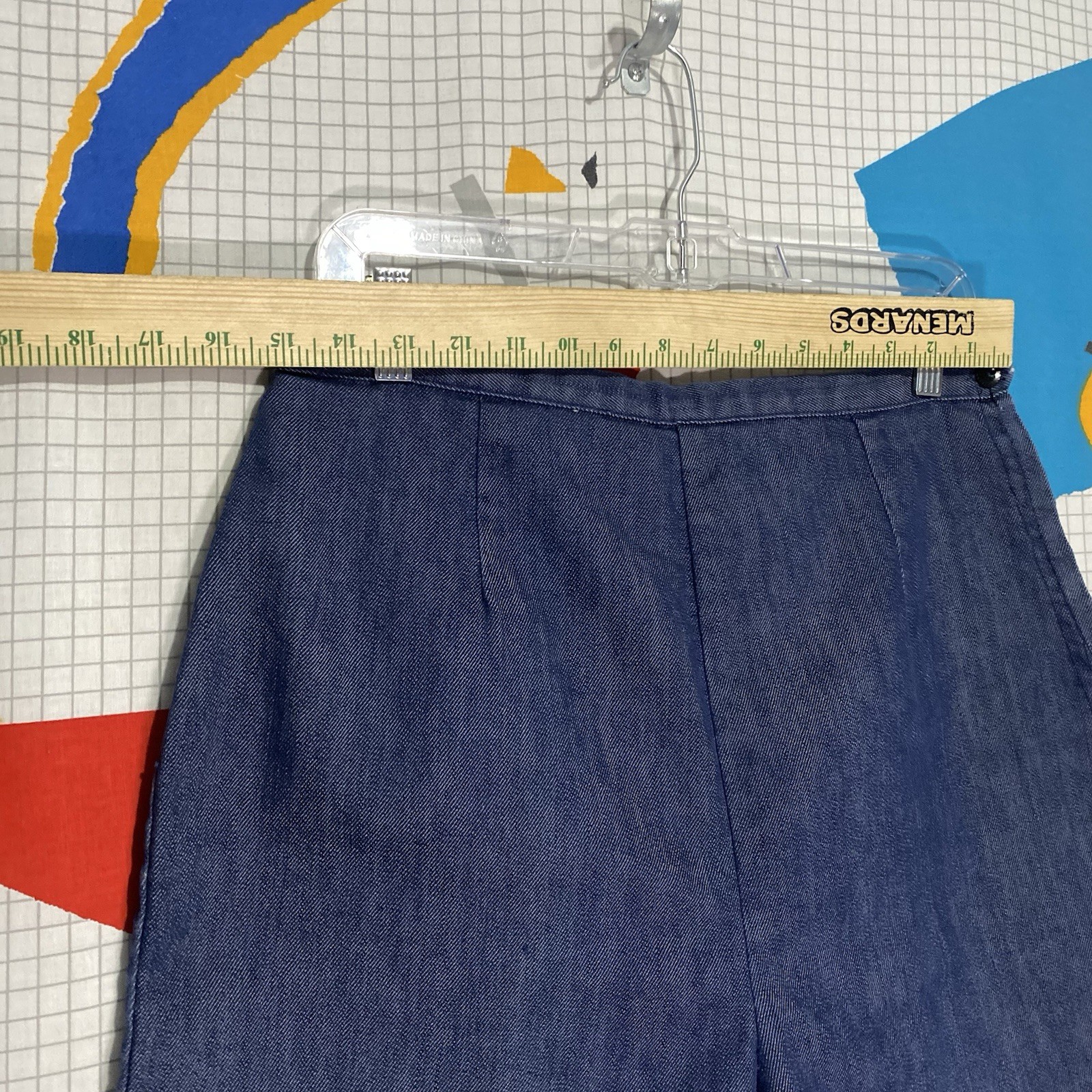 Vintage 50s Carol Brent Denim Shorts Side Zip 30 Large High Waist Pleated Indigo