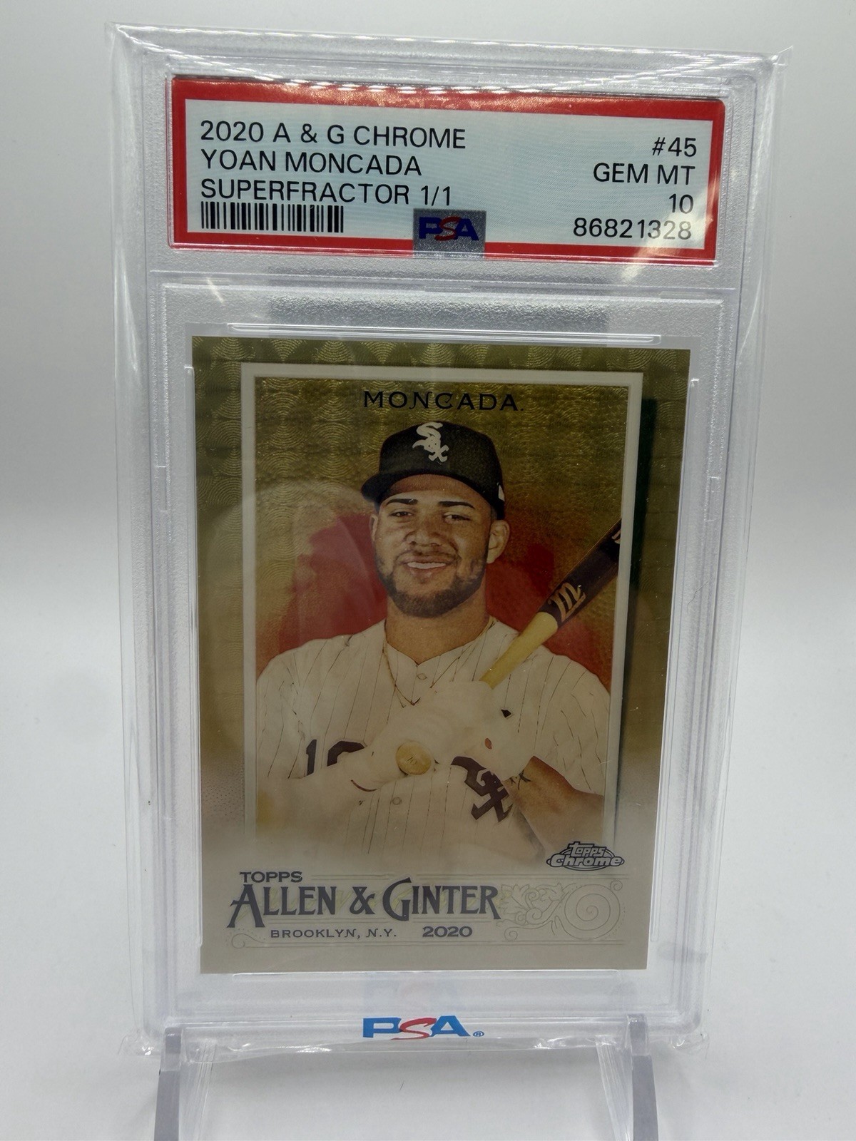 2020 Topps Chrome Allen & Ginter Yoan Moncada #45 Superfractor 1/1 PSA 10 GEM MT view 5