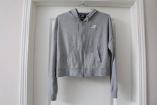 NIKE Full Zip Crop Hoodie Jacket Womens Small Gray Sweatshirt