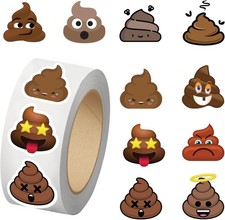 500PCS Poop Stickers for Kids 10 Styles Sticker Rolls Funny Meme Brown