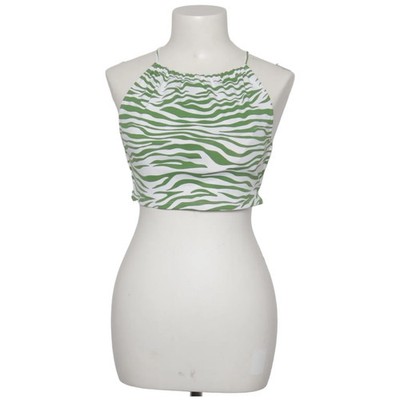 Bershka, Neckholder Top, Größe: S, Grün/Weiß, Elasthan/Polyamid, Zebra #EBv