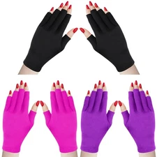 Syhood 3 Pair UV Gloves for Nail Lamp Upf50+ UV Fingerless Protection Glove f...