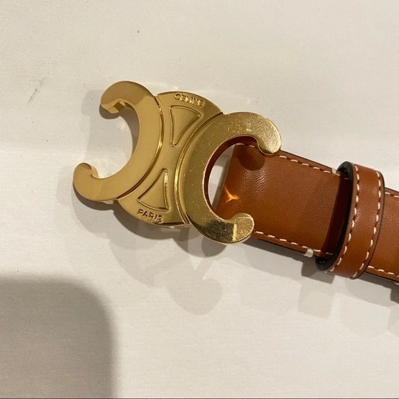 Celine Medium Triomphe Belt Size 80 Brown Authentic - Image 2 of 4