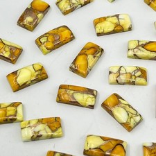  WHOLESALE HONEY DAHLIA COPPER TURQUOISE CABOCHON RECTANGLE SHAPE LOOSE GEMSTONE