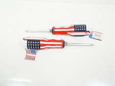 Lot Of 2 Screwdrivers Reversible Phillips Regular American Flag Screwdriver Set